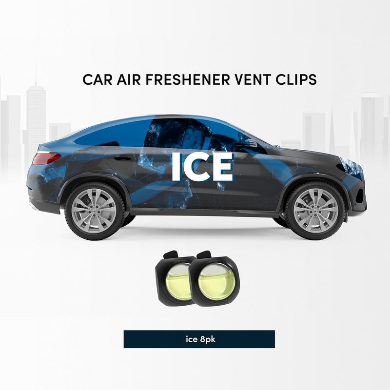 DRIVEJOY Car Air Freshener Vent Clips, 8 Pack, Provides Long-Lasting Scent, Up to 240 Days, Odor Eliminator (Ice Scent) - Image 2